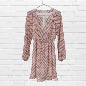 2/$25 Peach, Grey, White Patterned Dress V neck